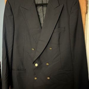 Vintage Burberry peak lapel navy blazer